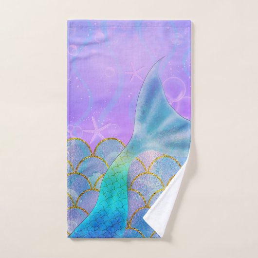 Iridescent Pearl Shimmer Sparkle Zeemeermin Staart Bad Handdoek (Handdoek)