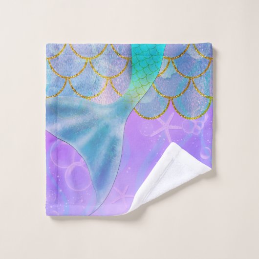 Iridescent Pearl Shimmer Sparkle Zeemeermin Staart Bad Handdoek (Wasdoekje)