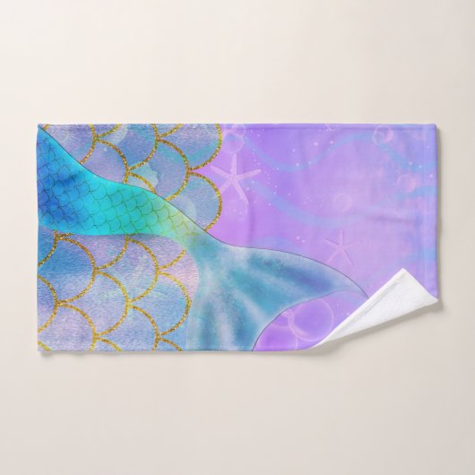 Iridescent Pearl Shimmer Sparkle Zeemeermin Staart Bad Handdoek (Handdoek)