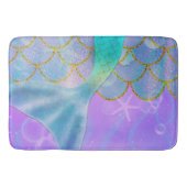Iridescent Pearl Shimmer Sparkle Zeemeermin Staart Badmat (Voorkant)