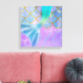 Iridescent Pearl Shimmer Sparkle Zeemeermin Staart Canvas Afdruk (Insitu (Woonkamer))