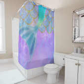 Iridescent Pearl Shimmer Sparkle Zeemeermin Staart Douchegordijn (In situ)