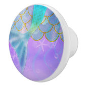 Iridescent Pearl Shimmer Sparkle Zeemeermin Staart Keramische Knop (Rechts)