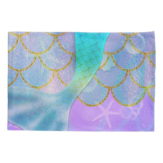 Iridescent Pearl Shimmer Sparkle Zeemeermin Staart Kussensloop (Achterkant)