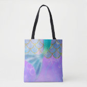 Iridescent Pearl Shimmer Sparkle Zeemeermin Staart Tote Bag (Voorkant)
