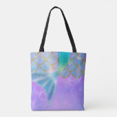 Iridescent Pearl Shimmer Sparkle Zeemeermin Staart Tote Bag (Achterkant)