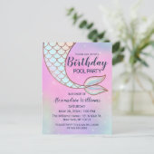 Iridescent Pink Blauwgroen Mermaid Tail Birthday Uitnodiging Briefkaart (Staand voorkant)
