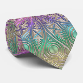 Iridescent Pink Paars Green Gold Mandala Stropdas