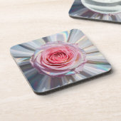 Iridescent Pink Rose Opalescent Onderzetter Set (Linkerzijde)