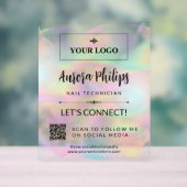 Iridescent plat je Logo & QR Social Media Acryl Bord (Neutraal)