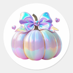 Iridescent Pumpkin met Crystal Hearts Ronde Sticker