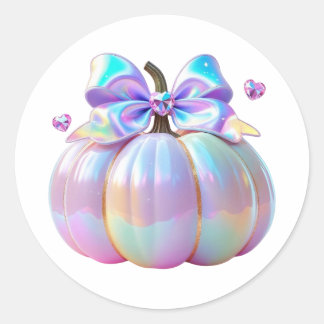 Iridescent Pumpkin met Crystal Hearts Ronde Sticker