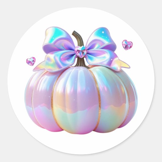 Iridescent Pumpkin met Crystal Hearts Ronde Sticker (Voorkant)