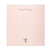 Iridescent Queen Bee Embossed Text op Roos Gold Notitieblok (Voorkant)