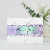 Iridescent Rainbow Folie Brush Stroke Marble Bedankkaart (Staand voorkant)