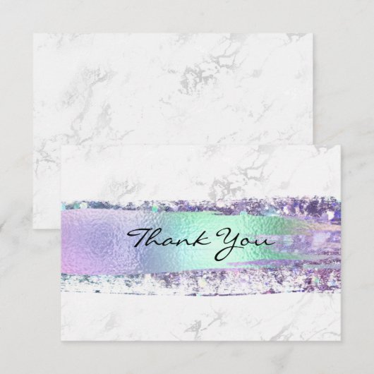 Iridescent Rainbow Folie Brush Stroke Marble Bedankkaart (Voorkant / Achterkant)