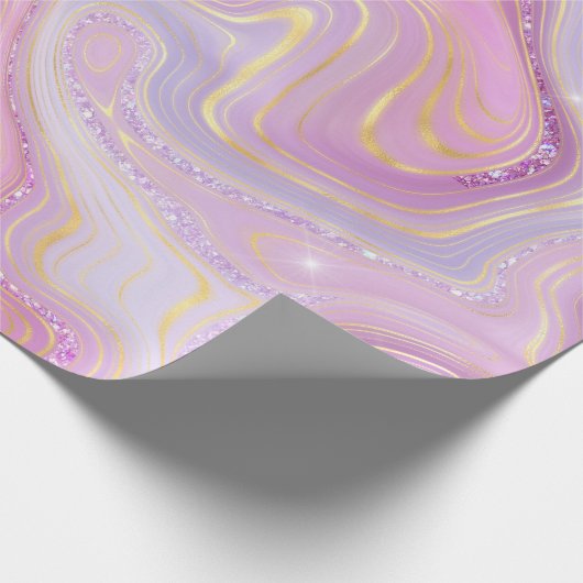 Iridescent Rainbow Gradient en Gold Foil Strata Cadeaupapier (Hoek)