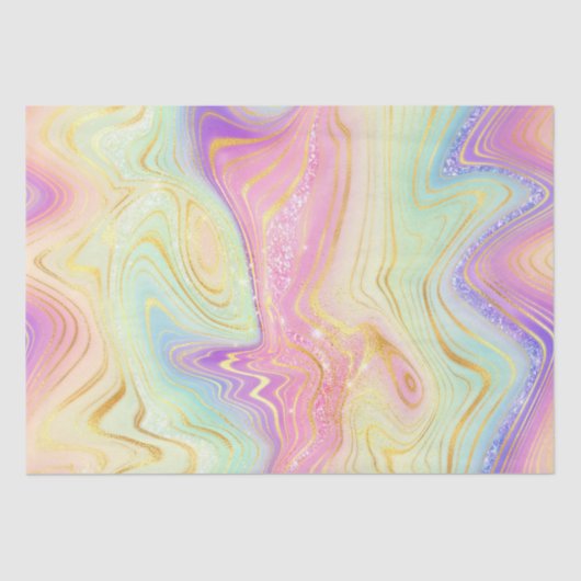 Iridescent Rainbow Gradient en Gold Foil Strata Tissuepapier (Voorkant)