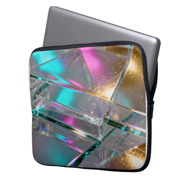 Iridescent Rainbow  - Holographic Glitter  Laptop Sleeve (Voorkant Links)