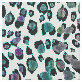 Iridescent Rainbow Leopard Animal Print Fabric Stof