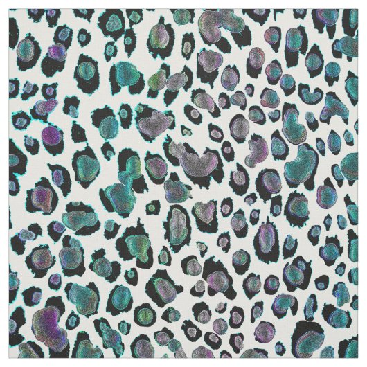Iridescent Rainbow Leopard Animal Print Fabric Stof (Swatch)