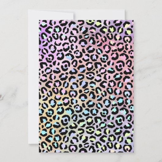 Iridescent Rainbow Leopard Pink 40th Birthday Kaart (Achterkant)