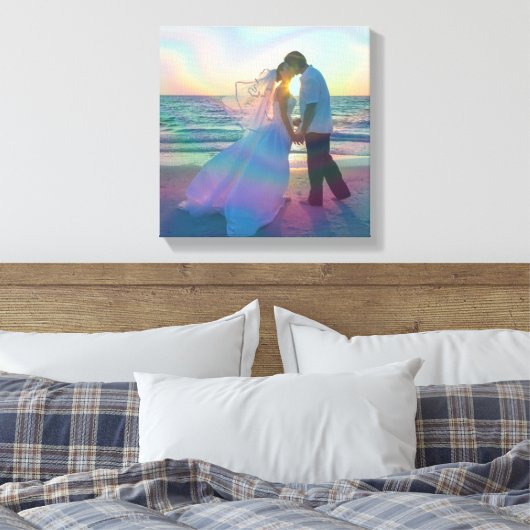 Iridescent Rainbow Overlay Trouwfoto Canvas Afdruk (Insitu (Slaapkamer))