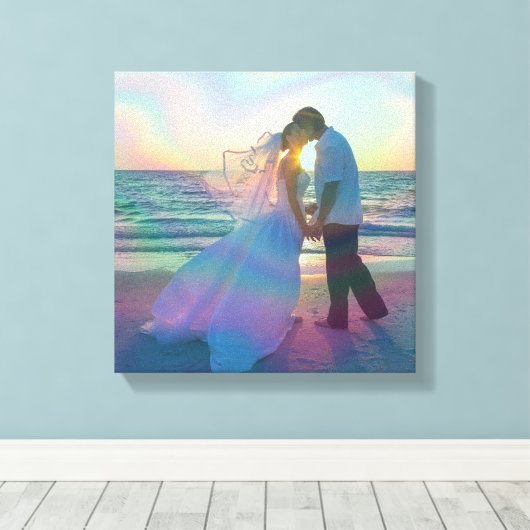 Iridescent Rainbow Overlay Trouwfoto Canvas Afdruk (Insitu (Houten vloer))