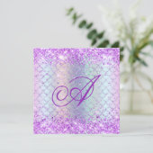 Iridescent Rainbow Shimmer Mermaid Scales Birthday Kaart (Staand voorkant)