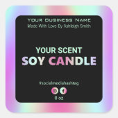 Iridescent Rainbow Soy Candle Labels (Voorkant)