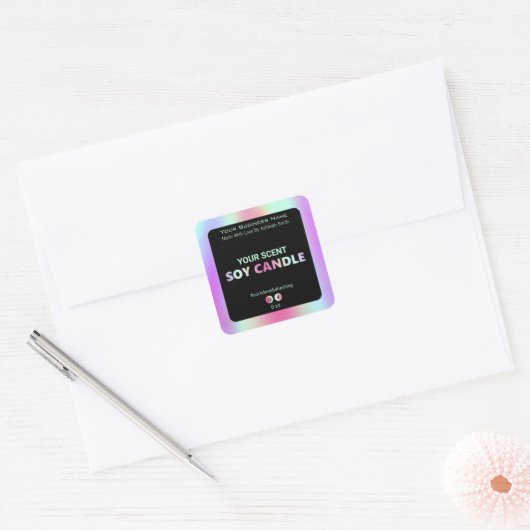 Iridescent Rainbow Soy Candle Labels (Envelop)