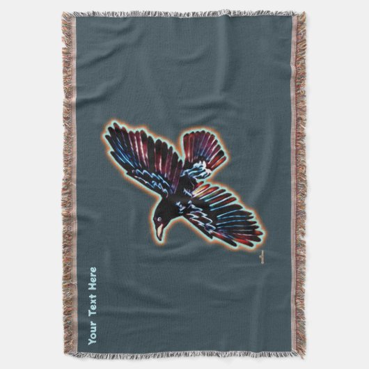 Iridescent Raven Deken (Voorkant Verticaal)