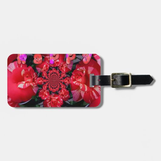 Iridescent Red Roses "Happy Valentijn" Art Print Bagagelabel (Voorkant horizontaal)
