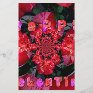 Iridescent Red Roses "Happy Valentijn" Art Print Briefpapier