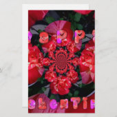Iridescent Red Roses "Happy Valentijn" Art Print Briefpapier (Voorkant / Achterkant)