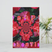 Iridescent Red Roses "Happy Valentijn" Art Print Briefpapier (Staand voorkant)