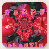 Iridescent Red Roses "Happy Valentijn" Art Print Drankjes Onderzetter (Voorkant)