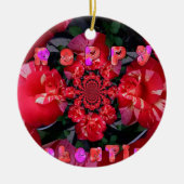 Iridescent Red Roses "Happy Valentijn" Art Print Keramisch Ornament (Voorkant)