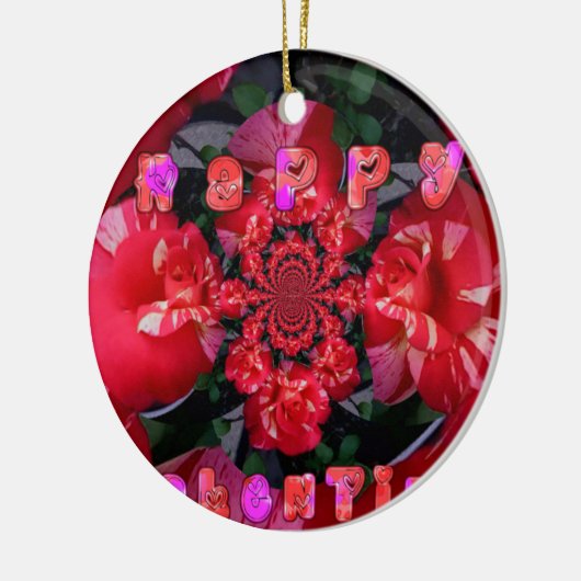 Iridescent Red Roses "Happy Valentijn" Art Print Keramisch Ornament (Links)