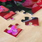 Iridescent Red Roses "Happy Valentijn" Art Print Legpuzzel (Zijkant)