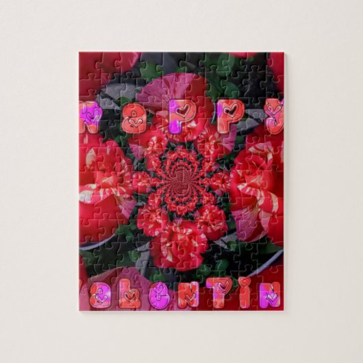 Iridescent Red Roses "Happy Valentijn" Art Print Legpuzzel (Verticaal)