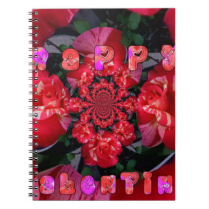 Iridescent Red Roses "Happy Valentijn" Art Print Notitieboek