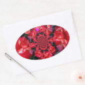 Iridescent Red Roses "Happy Valentijn" Art Print Ovale Sticker (Envelop)