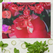 Iridescent Red Roses "Happy Valentijn" Art Print Theedoek (Gevouwen)