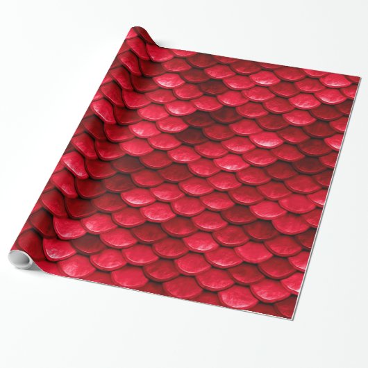 Iridescent Red Shiny Glitter Mermaid Fish Scale Cadeaupapier (Uitgerold)