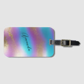 Iridescent Regenboog Glam Bagagelabel (Voorkant (horizontaal))
