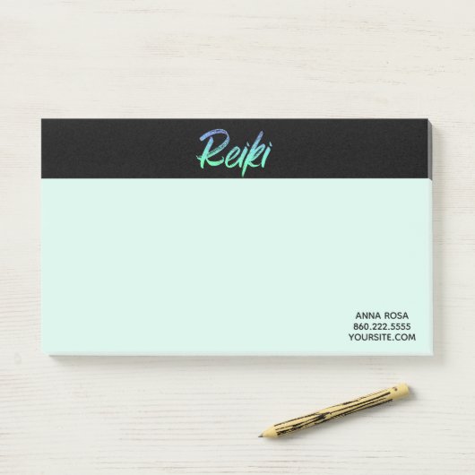 *~* Iridescent Reiki Green Blue en Turquoise Post-it® Notes (Op bureau)