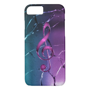 Iridescent Roze en Blue Music Clef iPhone 7 Hoesje