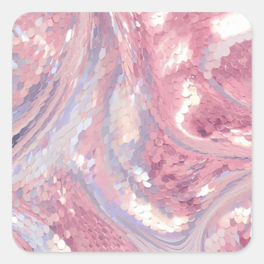 Iridescent Roze en Paars Vierkante Sticker (Voorkant)