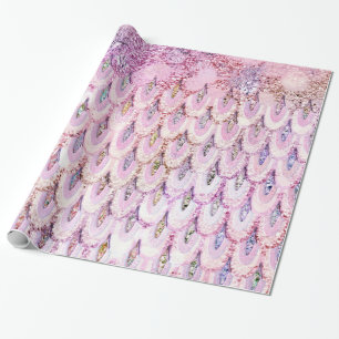 Iridescent roze Glitter Mermaid Fish Scales Cadeaupapier